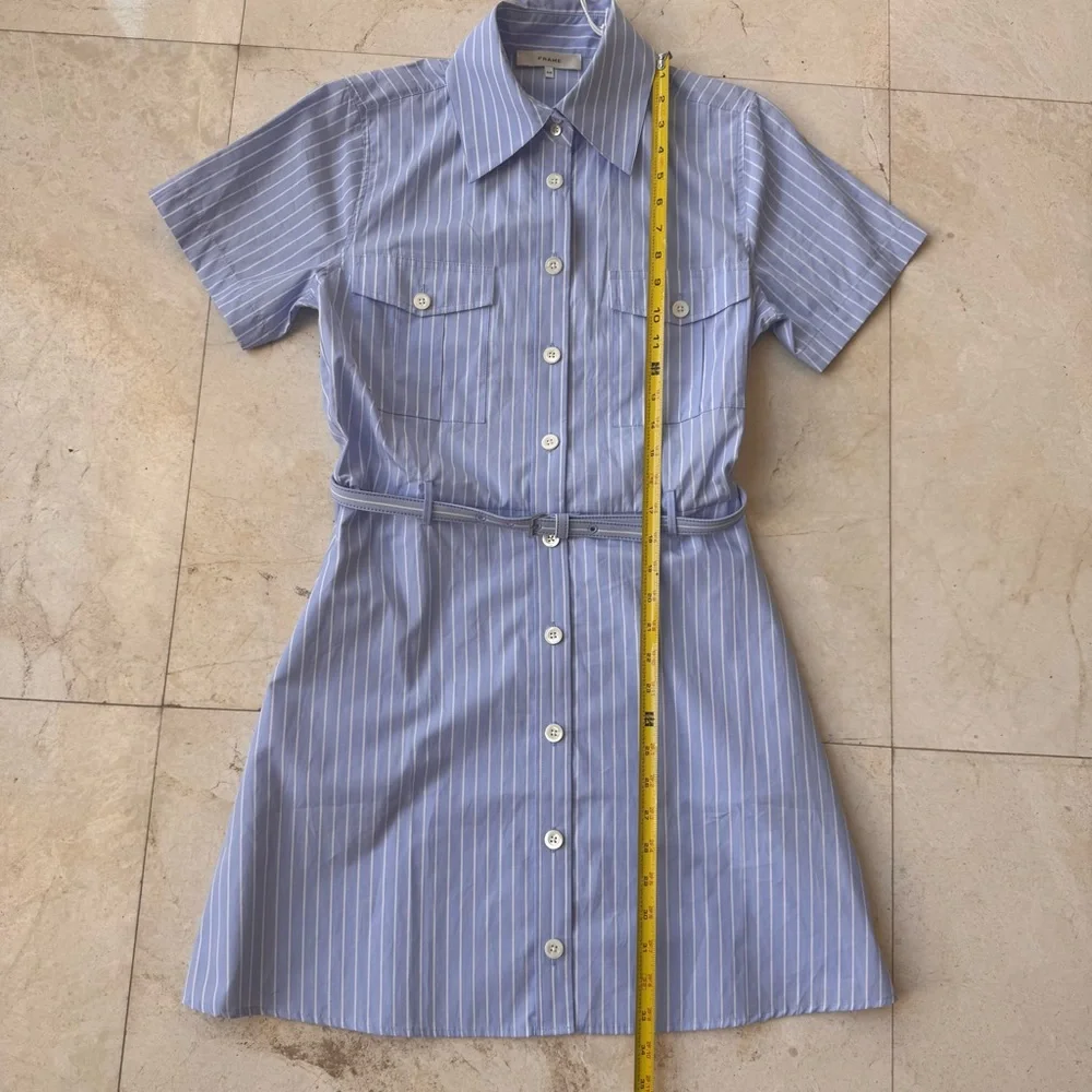Frame The Striped Safari Blue and White Shirt Dress size S - Picture 8 of 12